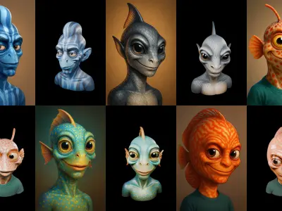 Head Fish bundle 1 pack 100 glb 3D model