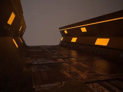 Sci-Fi Corridor Low-poly 3D model 3