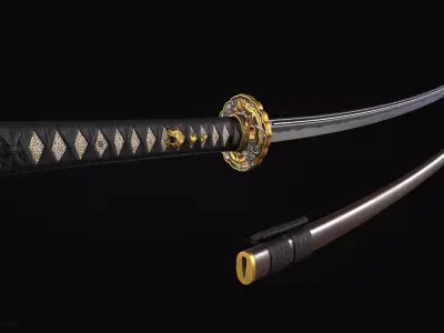 Katana PBR render -  ready for game Low-poly 3D model