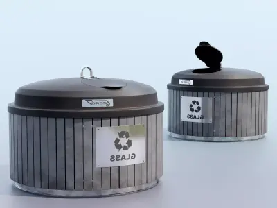 Glass Garbage Bin Free 3D model