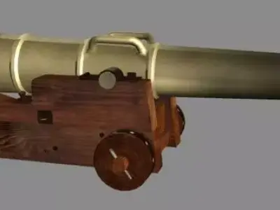 The 3d model ship cannon of the medium caliber Low-poly 3D model