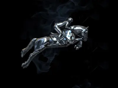 Horse equestrian rider jumping on 3D print model