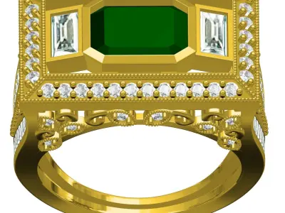 Antique Art Deco Style Cocktail Ring 3D print model