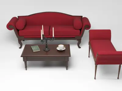 British antique furniture Low-poly 3D model