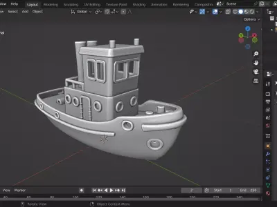 Miniature Toy Tugboat 3D print model