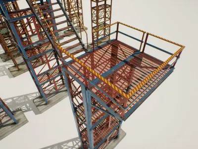 Industrial stairs modular Low-poly 3D model