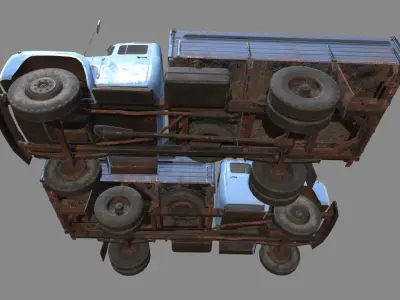 Low poly Zil-130 truck with tarp on top Low-poly 3D model