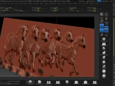 running horse relief panel 3D print model