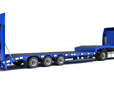 Heavy Truck with Semi Low Loader Trailer 3D model