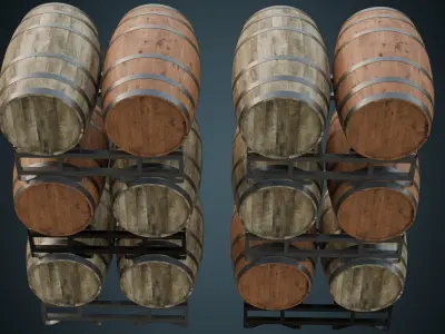 Wooden Barrel 1A Low-poly 3D model