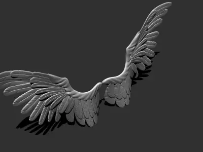 Wings two golden Low-poly 3D model