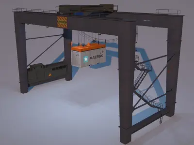RTG Gantry  Port Crane Low poly Low-poly 3D model