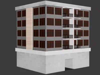 Apartment Building House BLEND FBX OBJ Low-poly 3D model