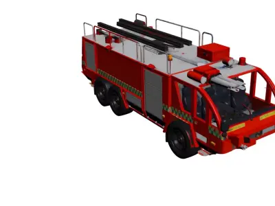 Airport Fire Truck 3D Model Aircraft Rescue Firefighting Vehicle 3D model