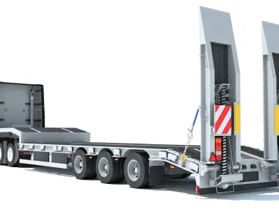 2024 Semi-Truck with Platform Trailer 3D model