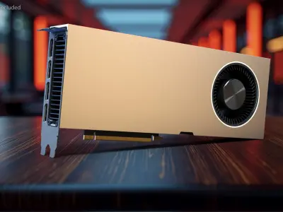 High-End RTX A6000 GDDR6 Graphics Card Gold 3D model
