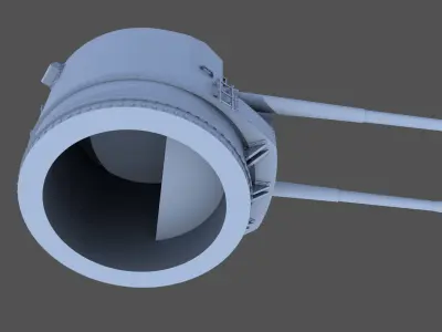 QF 5-25-inch Mk I DP Turret - 1-100 scale 3D print model