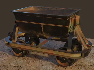 Old Mine Cart Low-poly 3D model purchase