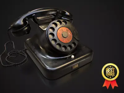 Classic old telephone Siemens Halske W38 Low-poly 3D model