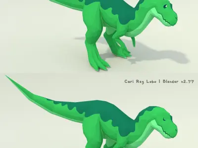 Low-poly T-rex Curious Pose Printable 12 colors Low-poly 3D model