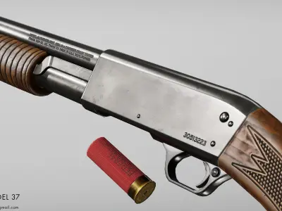 Ithaca Model 37 Low-poly 3D model