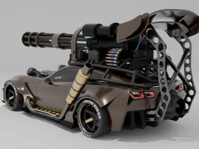 Battle Car Animation Free 3D model