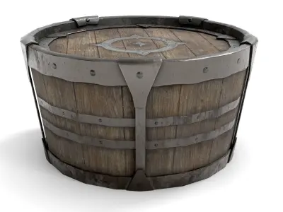 Ancient Wooden Barrel Low-poly 3D model