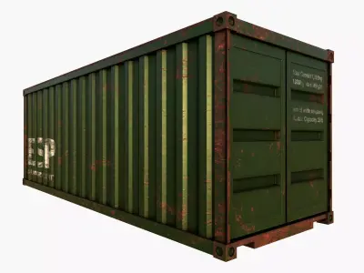 ship container green  Low-poly 3D model