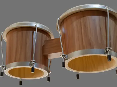 Bongo Drums Low-poly 3D model