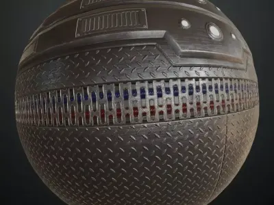 Sci-Fi Industrial Wired Metal Plate PBR Seamless Texture