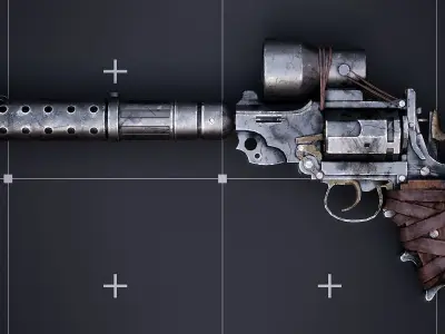 Post Apocalyptic Revolver Low-poly 3D model