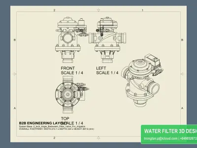 2 Inch Angle Backwash Filter Valve For Irrigation 3D model