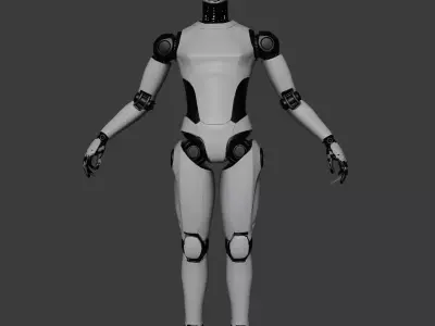 Futuristic Female Humanoid Robot  Sci-Fi Android Character Low-poly 3D model