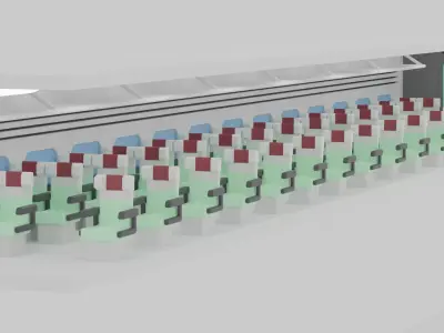 Cartoon High Speed Train Carriages Interior 3D model