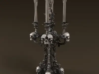Candelabra Ghotic Low-poly 3D model