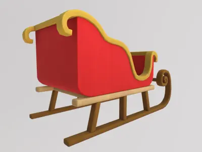 Stylized Low-Poly Christmas Sleigh Low-poly 3D model