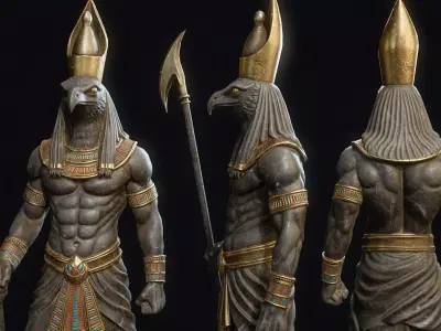 Egyptian Statue Horus Low-poly 3D model