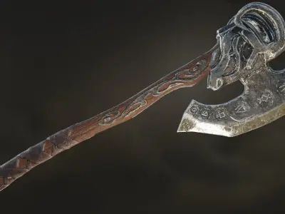 Battle Axe Medieval Stylized Game Ready Low-poly 3D model