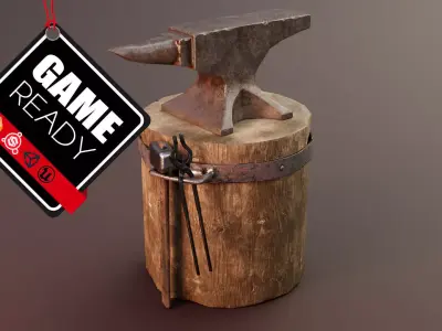 The blacksmith s set Low-poly 3D model