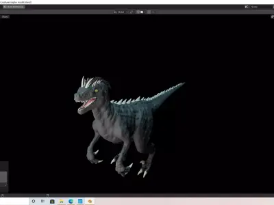 velociraptor dark version grey black and white bone colors Low-poly 3D model