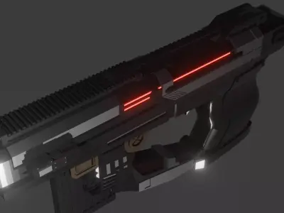 Sci-Fi Handgun Game Ready 3D Model Low-poly 3D model