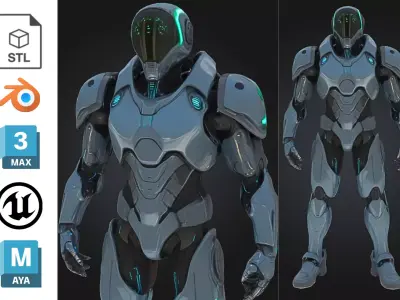 Next Gen Sci Fi Armored Robot Character Low-poly 3D model