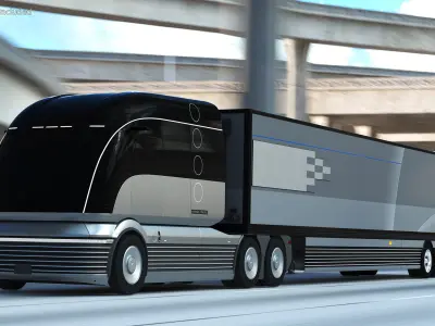 Futuristic Hydrogen Concept Semi Truck with Trailer 3D model