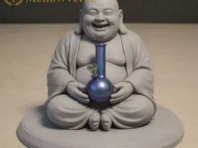 Laughing Buddha Herb Grinder-2-Part Magnetic Grinder-MellowVerse 3D print model