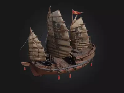 Pirate Brigantine  The Fearsome Seafaring Raider Free 3D model