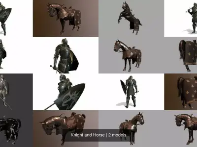 Knight and Horse 3D Model Pack