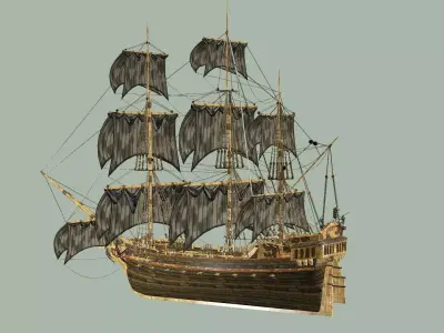 Sailboat Galleon - Game Ready B Low-poly 3D Model Low-poly 3D model