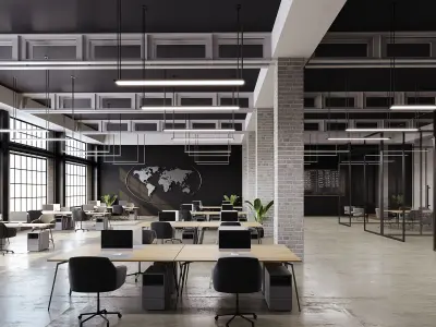 Interior scene loft office 06 3D model