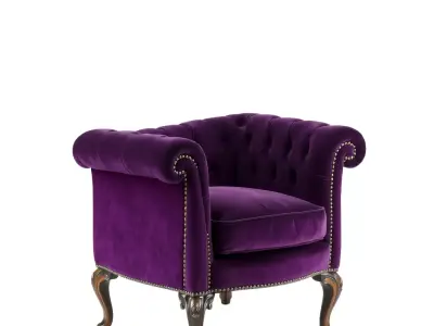 Elegant Purple Velvet Armchair model pack Low-poly 3D model