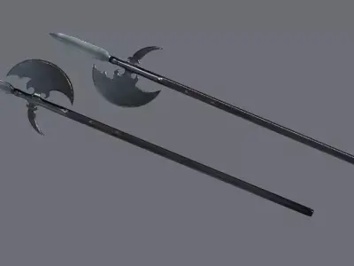 Medieval polearm game ready 3D model Low-poly 3D model